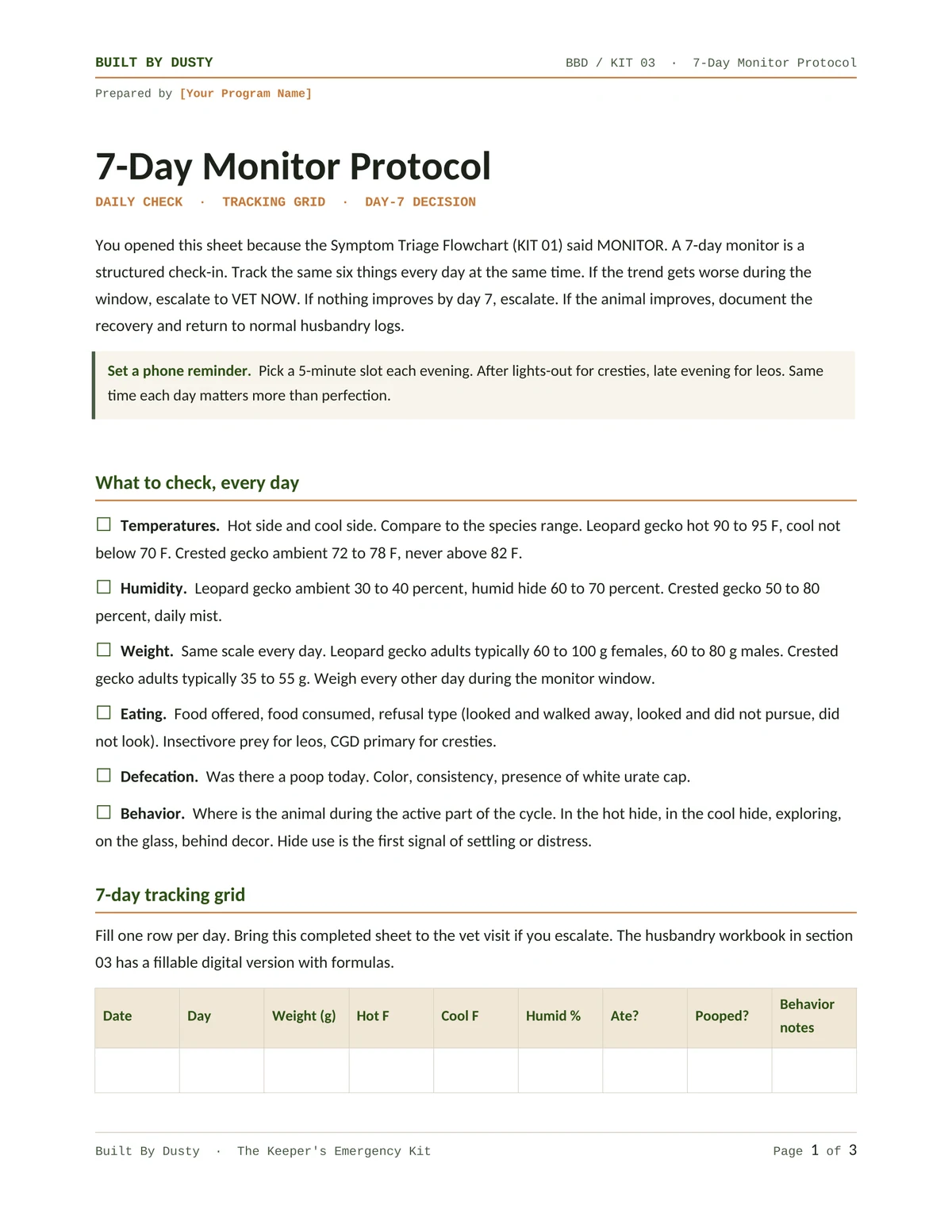 Sample page from 7-Day Monitor Protocol, a template by Built By Dusty.