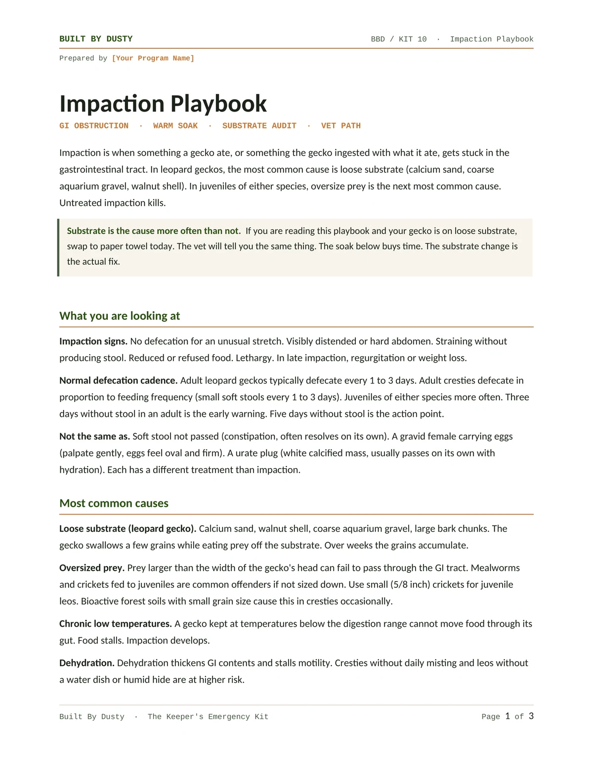 Sample page from Impaction Playbook, a template by Built By Dusty.